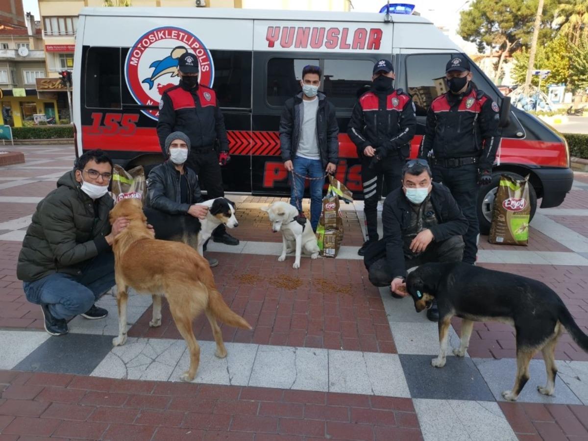 Nazilli&rsquo;de polis sokak hayvanlarını unutmadı