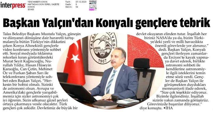Başkan Yalçın’ın ’Uzay sohbeti’ Konya’da da yankı buldu G1
