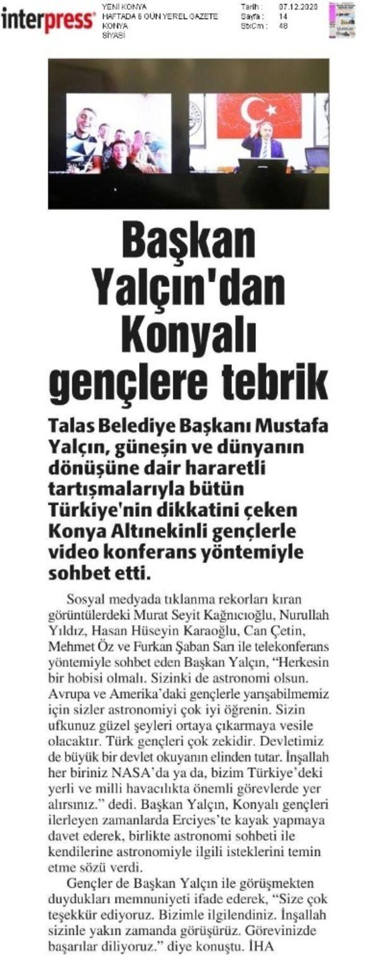 Başkan Yalçın’ın ’Uzay sohbeti’ Konya’da da yankı buldu G4