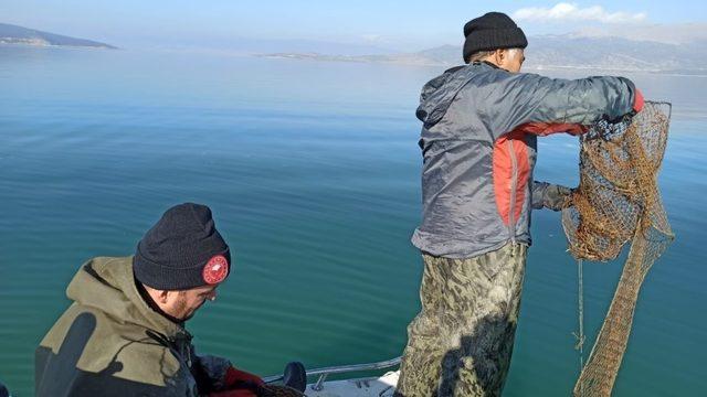 Eğirdir’de kaçak avlanılan 200 kilogram kerevit göle iade edildi