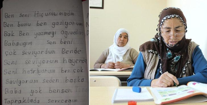 57 yaşında okuma yazma &ouml;ğrenen m&uuml;cadeleci teyzenin babasına yazdığı duygu dolu mektup
