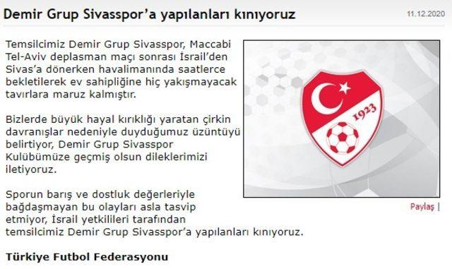 TFF, Sivasspor’a yapılanları kınadı