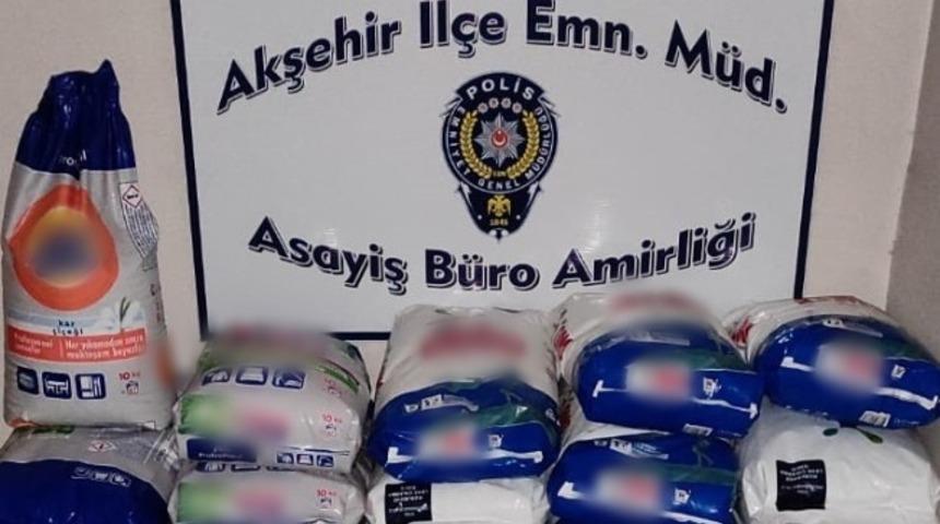 Akşehir&rsquo;de sahte deterjan ve şampuan operasyonu