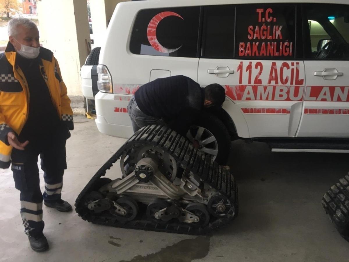 Kış &ouml;ncesi paletli ambulanslar hazır