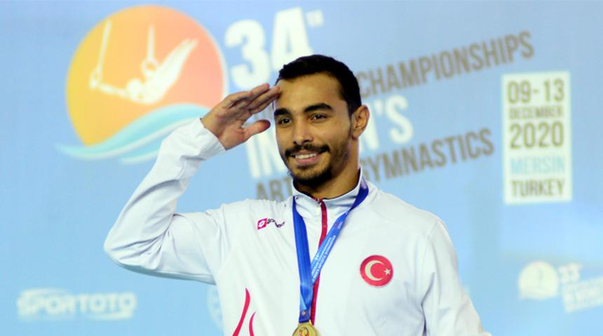 Ferhat Arıcan paralel barda Avrupa Şampiyonu oldu, asker selamı verdi