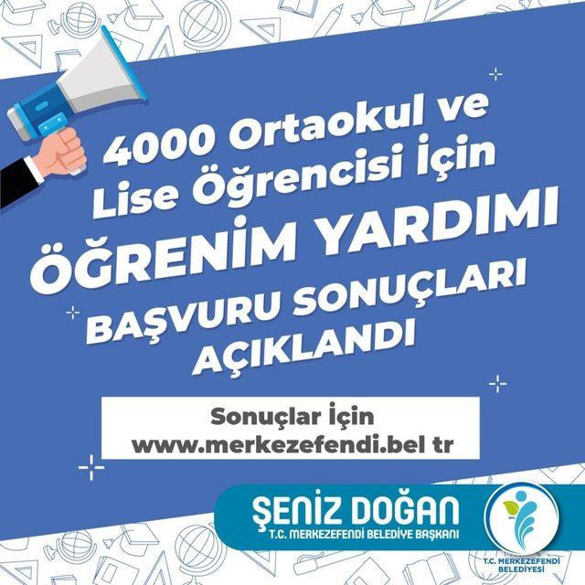 Merkezefendi Belediyesi öğrenim yardımı sonuçları açıklandı