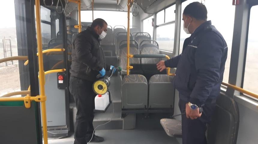 Toplu taşıma ara&ccedil;ları dezenfekte edildi