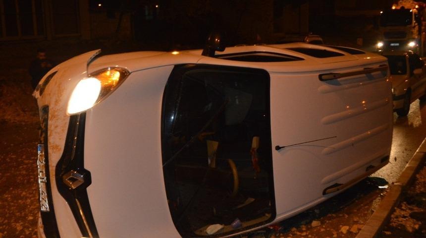 Kontrolden çıkan araç kayganlaşan yolda takla attı: 1 yaralı