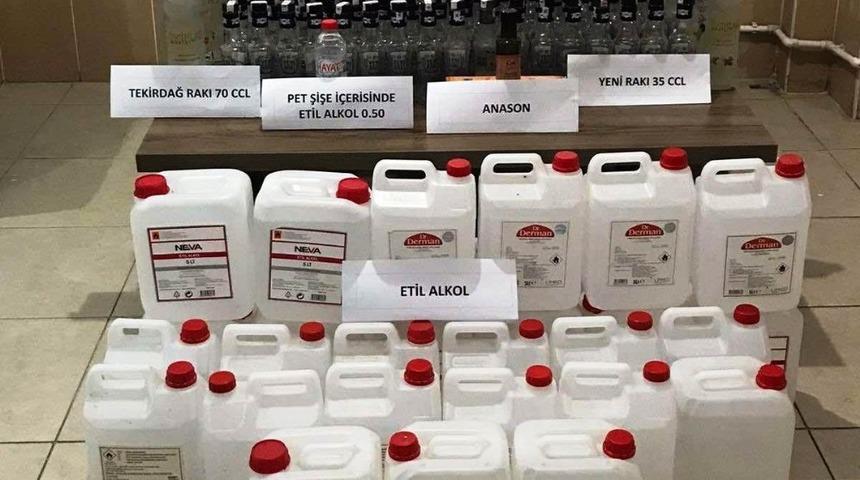 Kuşadası’nda sahte alkol ele geçirildi