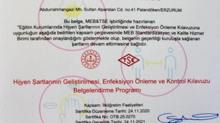 Erzurum’da 504 Okul “Okulum Temiz” belgesi aldı