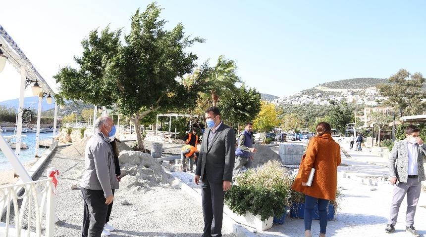 Kalkan Sahil Bandı projesi çalışmaları sürüyor..