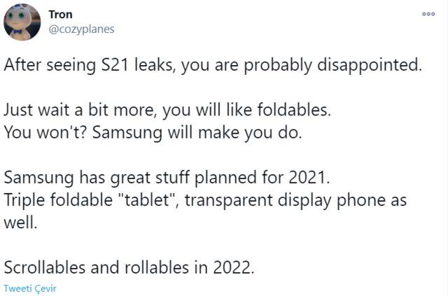 Samsung şeffaf akıllı telefon tweet