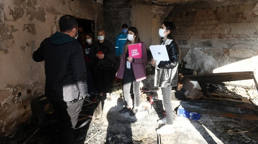 Yangın &ccedil;ıkan sitede zarar tespiti