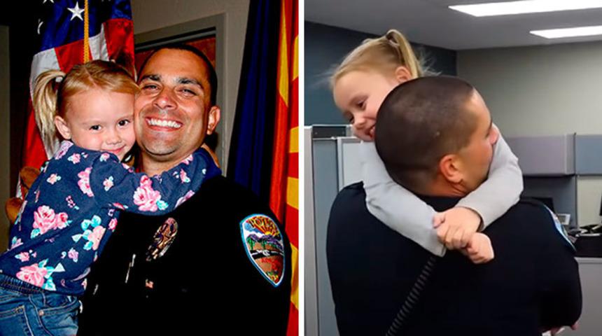 Polis memuru görev sırasında tanıştığı küçük kızı evlat edindi