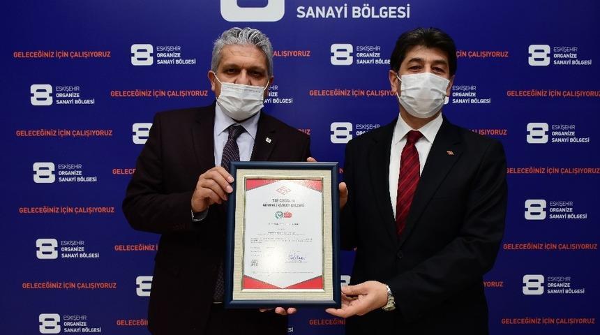 Eskişehir OSB "TSE Covid-19 Güvenli Hizmet Belgesi" aldı