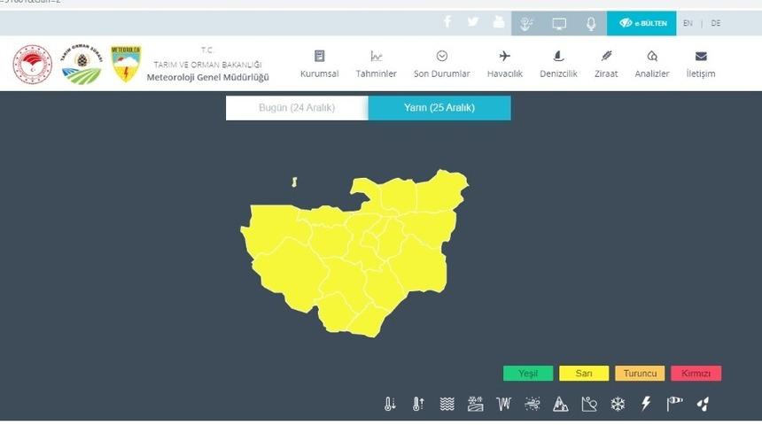 Meteorolojiden Bursa i&ccedil;in &rsquo;sarı&rsquo; uyarı