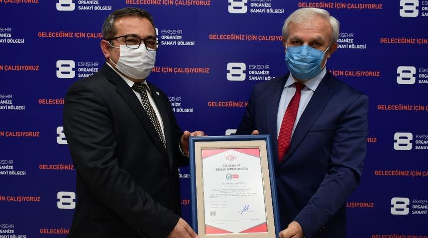 Eskişehir OSB&rsquo;de "TSE Covid-19 G&uuml;venli Hizmet Belgesi" alan ilk firma