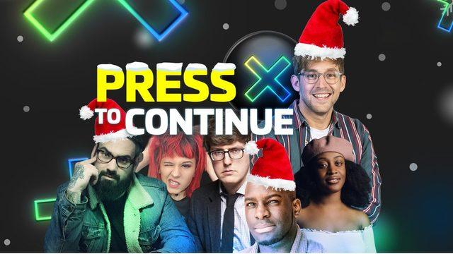 Press X to Continue ekibi, soldan sağa: Gav Murphy, Rage Darling, Glenn Moore, Inel Tomlinson, Shay Thompson ve Steffan Powell