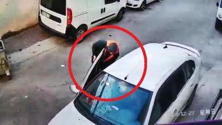 İş yerine hırsız giren arkadaşını ziyarete gitti, otomobilinden çantası çalındı