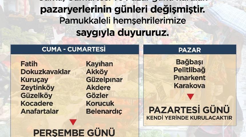 Pamukkale’de pazarların günü değişti