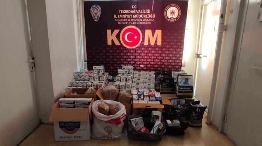 Tekirdağ&rsquo;da 50 bin makaron ve 47 kilo ka&ccedil;ak t&uuml;t&uuml;n ele ge&ccedil;irildi