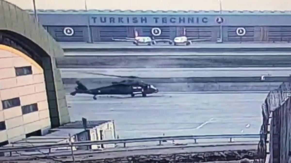 Havalimanındaki helikopter kaza anı kamerada