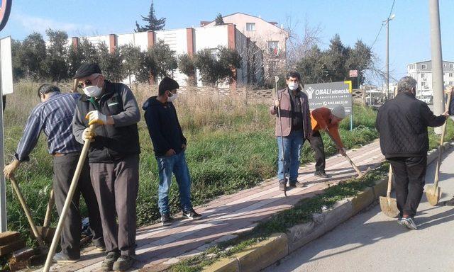 Mahalle sakinlerinden imece usulü fidan dikimi