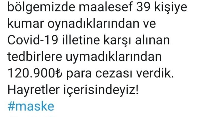 Pandemiyi hi&ccedil;e sayıp kumar oynayanlara 120 bin 900 lira ceza