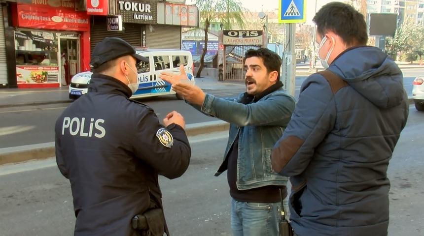Diyarbakır'da kısıtlamayı ihlal eden maskesiz ve kimliksiz kişi, polisle tartıştı