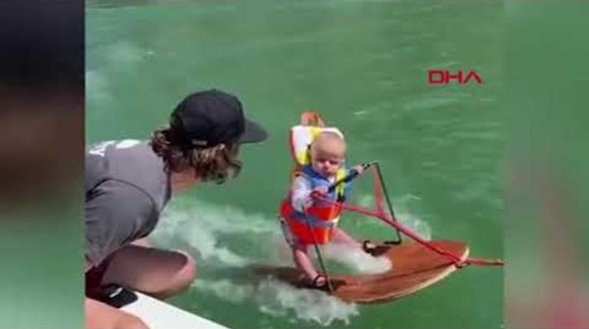 ABD'de su kayağı yapan 6 aylık bebeğin videosu viral oldu