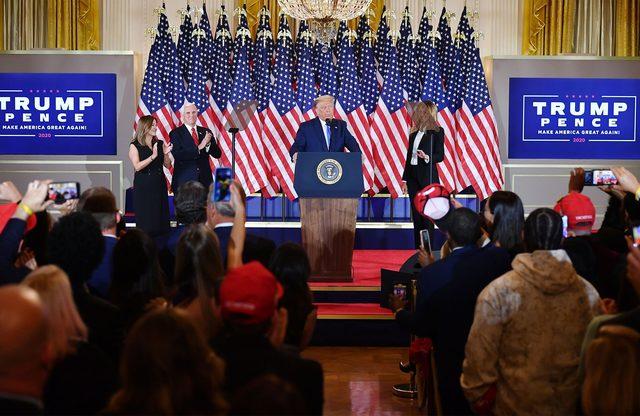 Trump speaks during election night, early on 4 November 2020