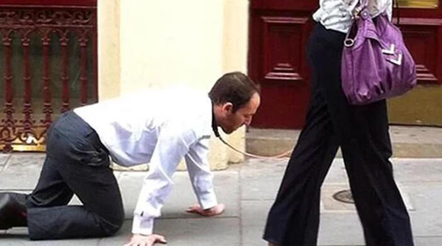 Kanada'da inanılmaz olay: Kocasına tasma takıp gezdirdi!