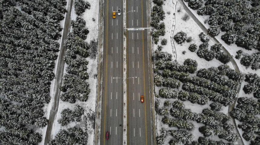 Ankara'da kartpostallık kar manzaraları havadan g&ouml;r&uuml;nt&uuml;lendi