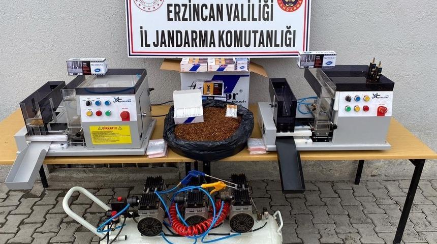 Erzincan’da kaçak sigara yapımında kullanılan malzemeler ele geçirildi