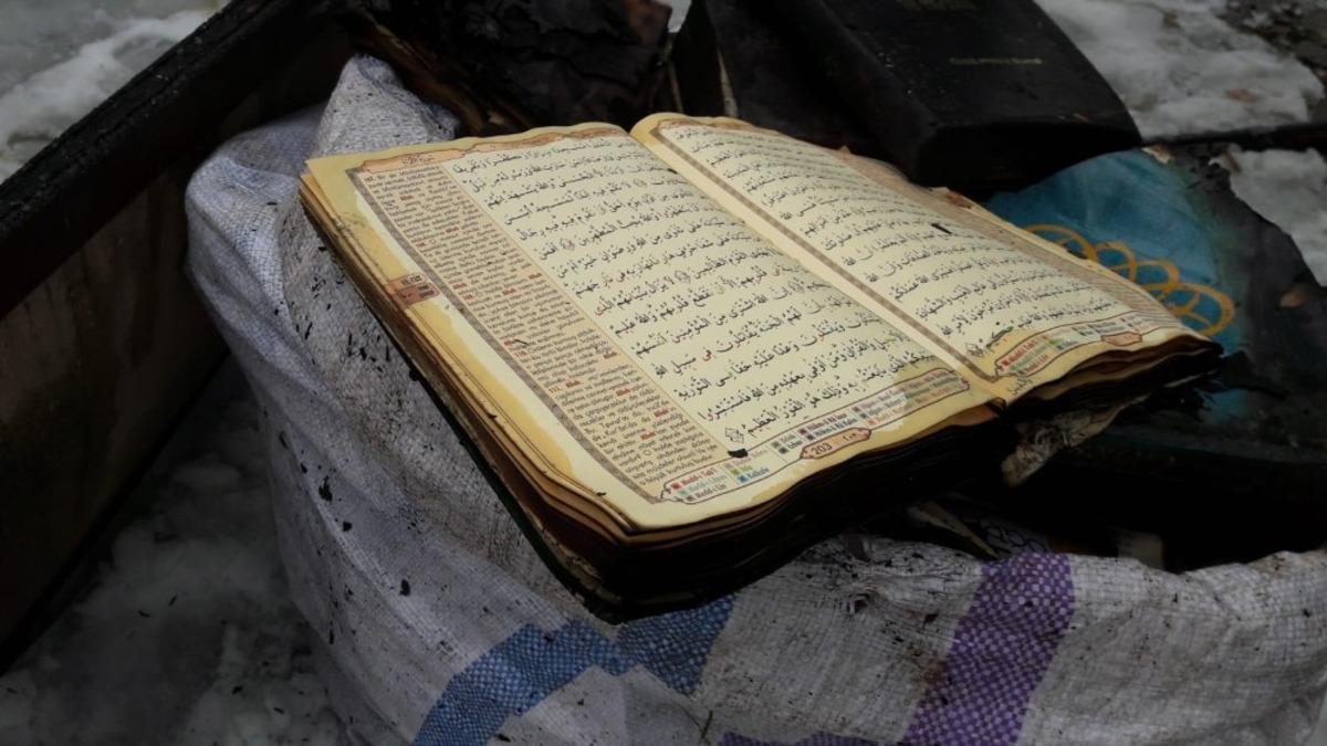 Yangında cami kullanılamaz hale geldi, Kur&rsquo;an-ı Kerim yanmadı