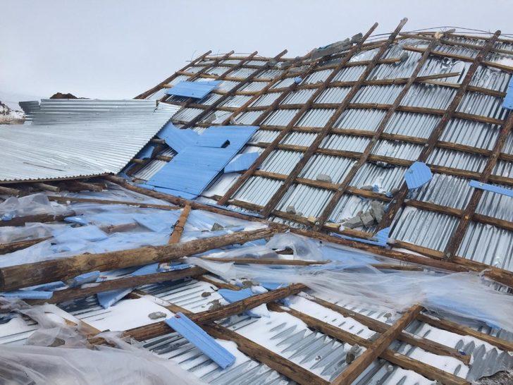 Şiddetli rüzgar ahırın çatısını uçurdu G4