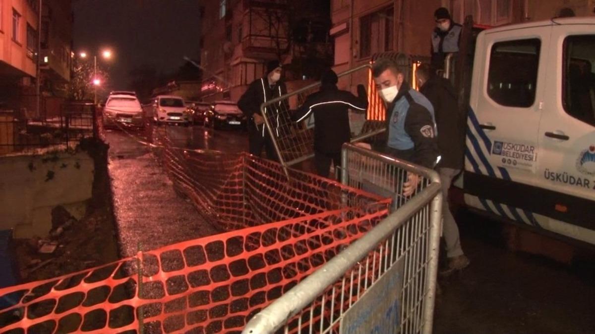 &Uuml;sk&uuml;dar&rsquo;da kar ve yağmur yağışı nedeniyle istinat duvarı &ccedil;&ouml;kt&uuml;