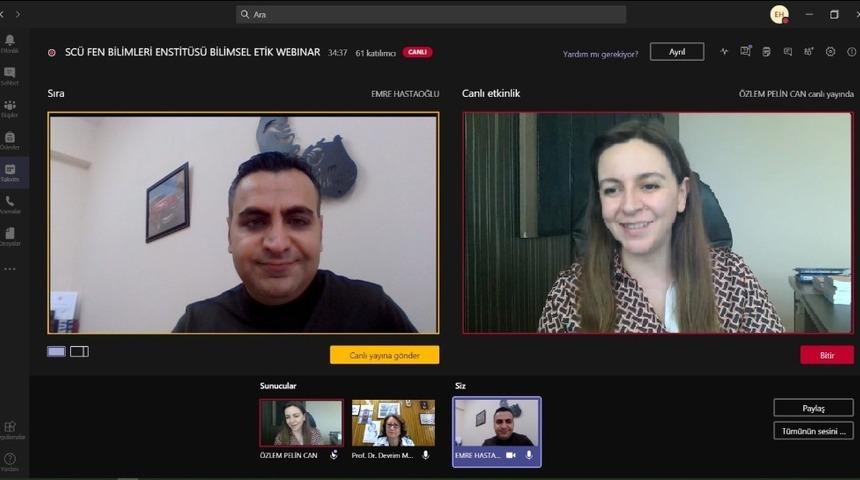 Cumhuriyet &Uuml;niversitesi&rsquo;nde &ccedil;evrimi&ccedil;i &ldquo;Fen ve M&uuml;hendislik Alanında Bilimsel Araştırma ve Etik&rdquo; konulu s&ouml;yleşi