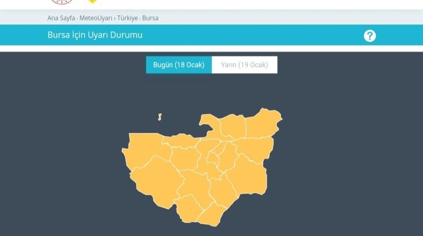 Meteorolojiden Bursa i&ccedil;in turuncu uyarı