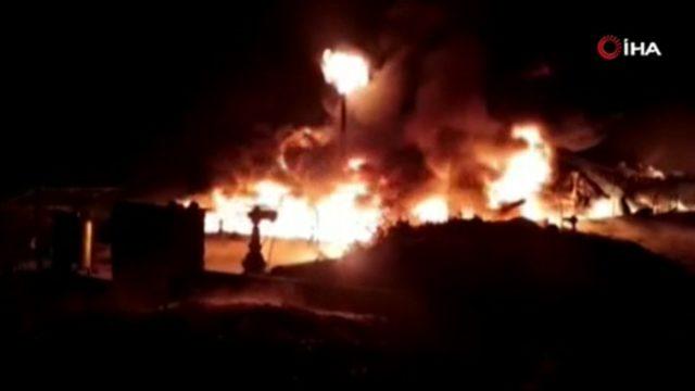 Suriye’de ham petrol taşımacılığı yapan şirkette büyük yangın