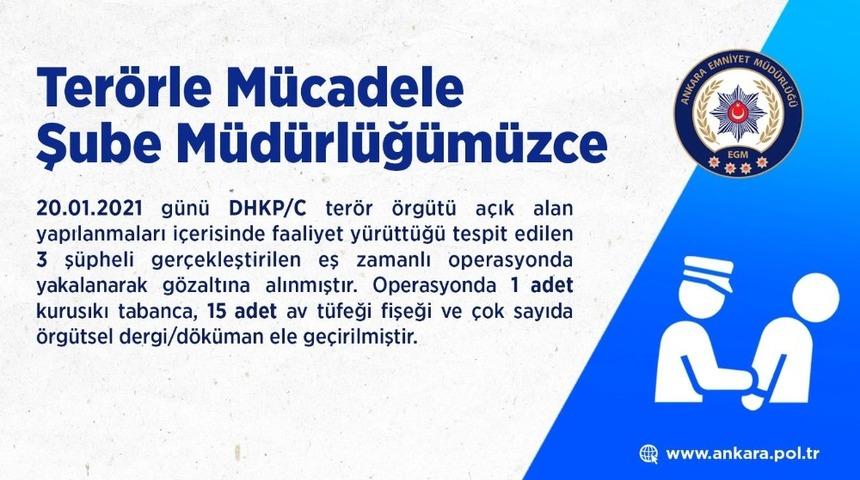 Başkent&rsquo;te DHKP-C operasyonu: 3 g&ouml;zaltı