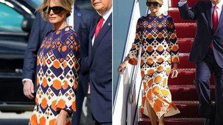 Trump çifti Florida’ya indi: Melania Trump’ın elbisesi dikkat çekti