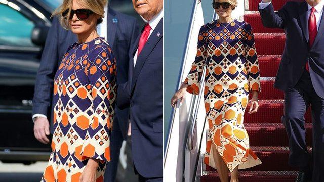 Trump çifti Florida’ya indi: Melania Trump’ın elbisesi dikkat çekti