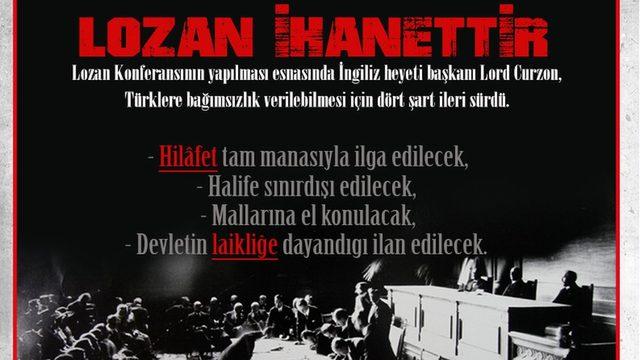 Hizb-ut Tahrir Türkiye'nin, Lozan anlaşmasıyla ilgili bir afişi.