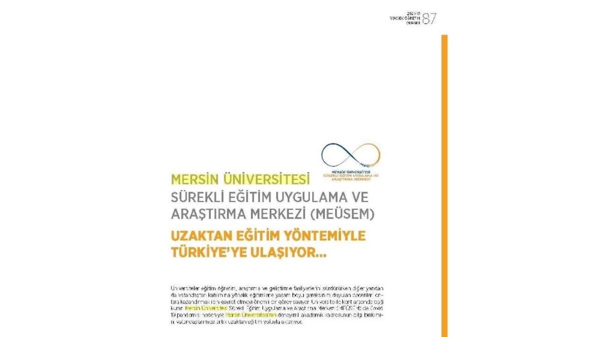 ME&Uuml;SEM&rsquo;in başarılı faaliyetleri Y&Ouml;K&rsquo;&uuml;n Y&uuml;ksek &Ouml;ğretim Dergisinde