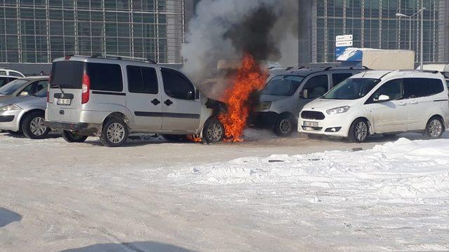 Hastane bahçesinde eksi 32 derecede yangın paniği