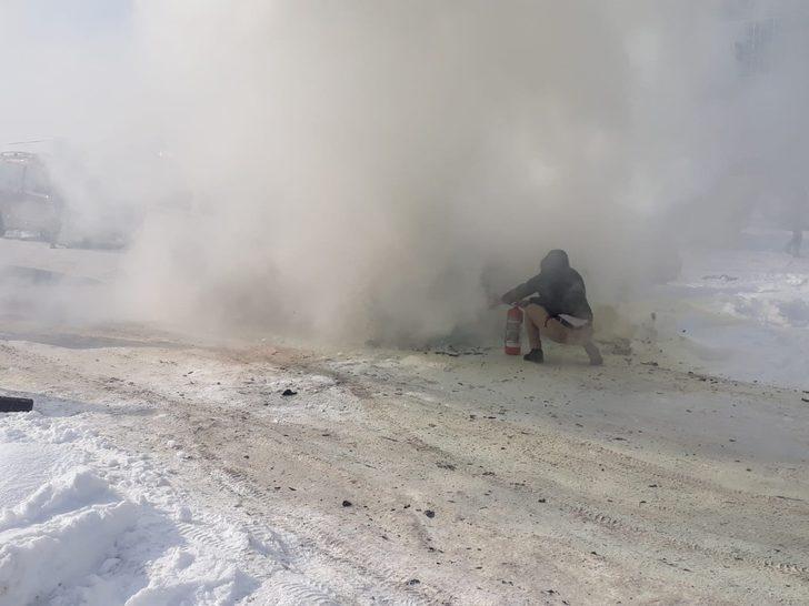 Hastane bahçesinde eksi 32 derecede yangın paniği G5