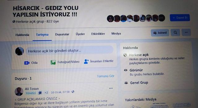 Hisarcık-Gediz yolunun yapılması için sosyal medyada kampanya başlattılar