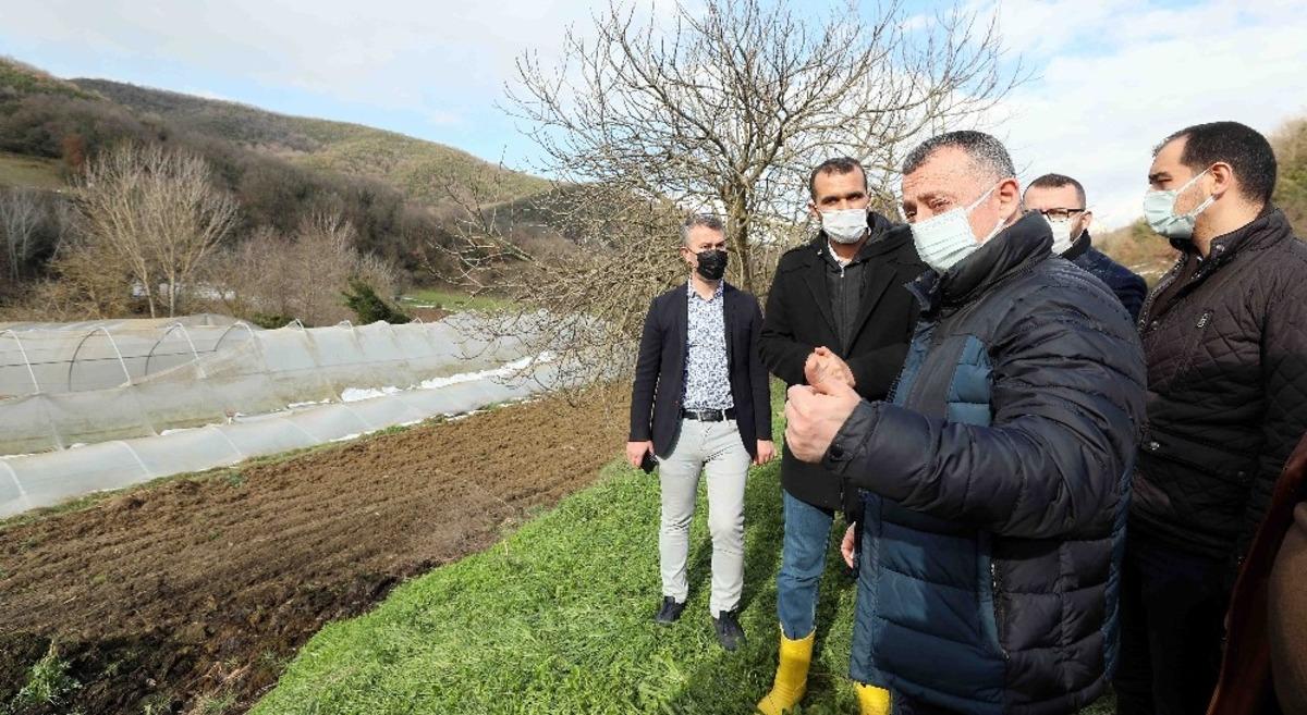 Başkan B&uuml;y&uuml;kakın, zarar g&ouml;ren &ccedil;ift&ccedil;ileri ziyaret etti