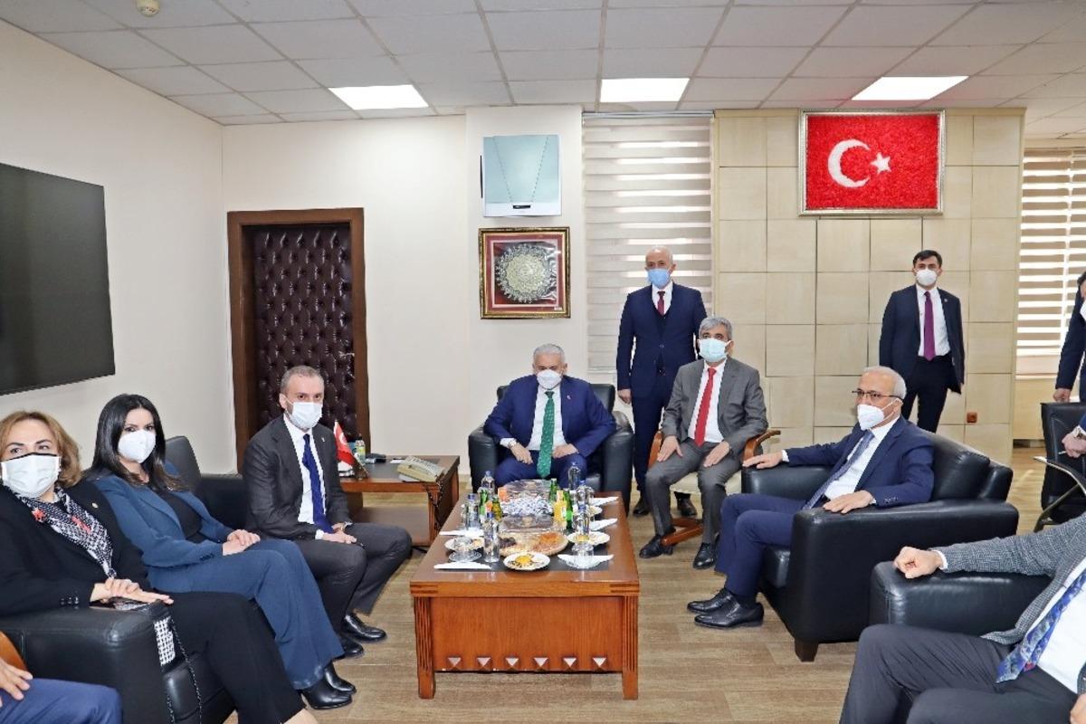 Bakan Elvan ve Binali Yıldırım&rsquo;dan Başkan G&uuml;ltak&rsquo;a ziyaret